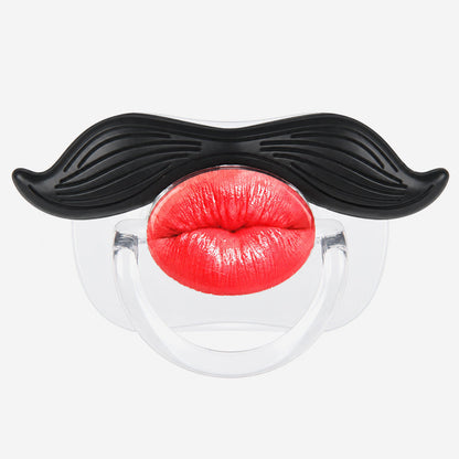 Funny Baby Mustache & Red Lips Pacifier