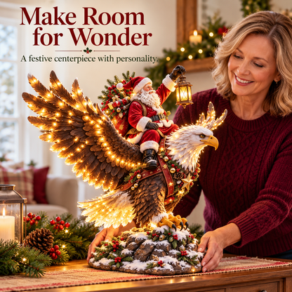 🎅 Sky Rider Santa – Lighted Eagle & Santa Figurine 🦅