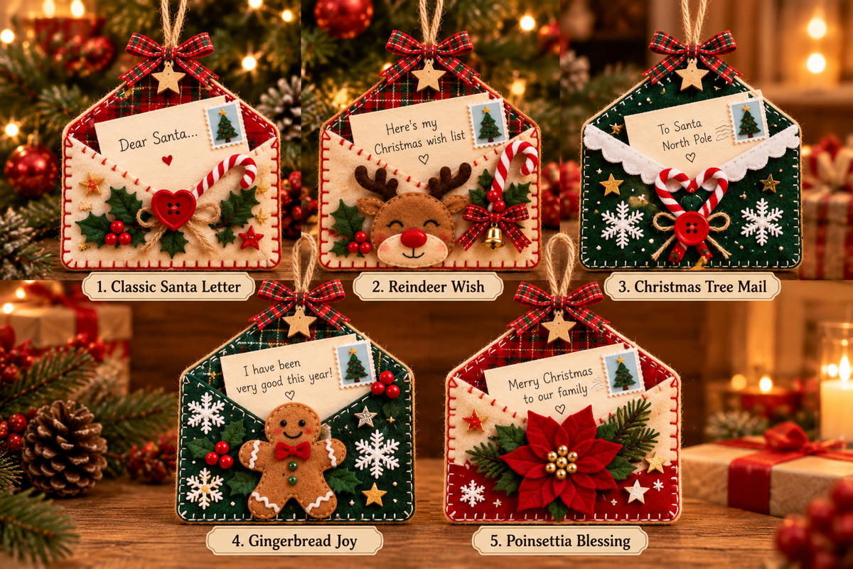 🎁Letters to Santa – Keepsake Christmas Tree Envelope Ornament with 5 Writable Wish Cards