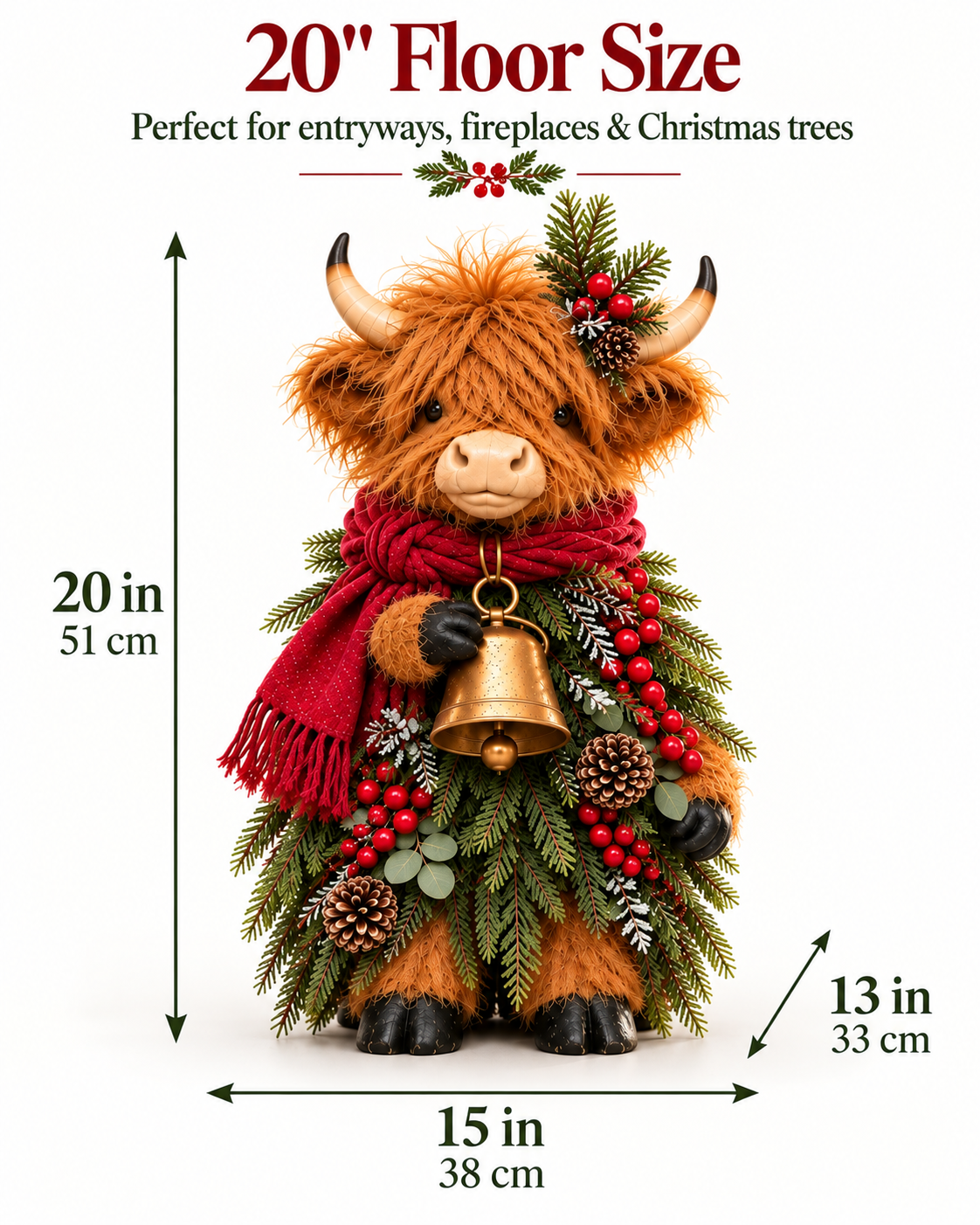 Christmas Highland Cow with Bell