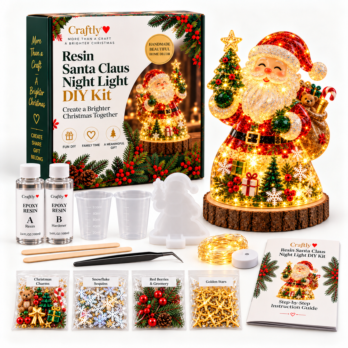 Christmas Resin Night Light DIY Kit – Handmade Glowing Holiday Keepsake