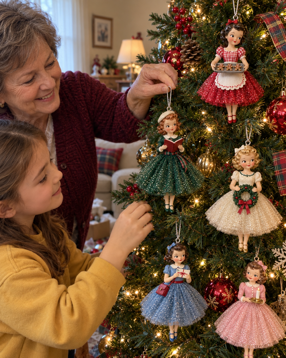 Vintage Christmas Lady Ornaments – 1950s-Inspired Keepsake Collection🎄