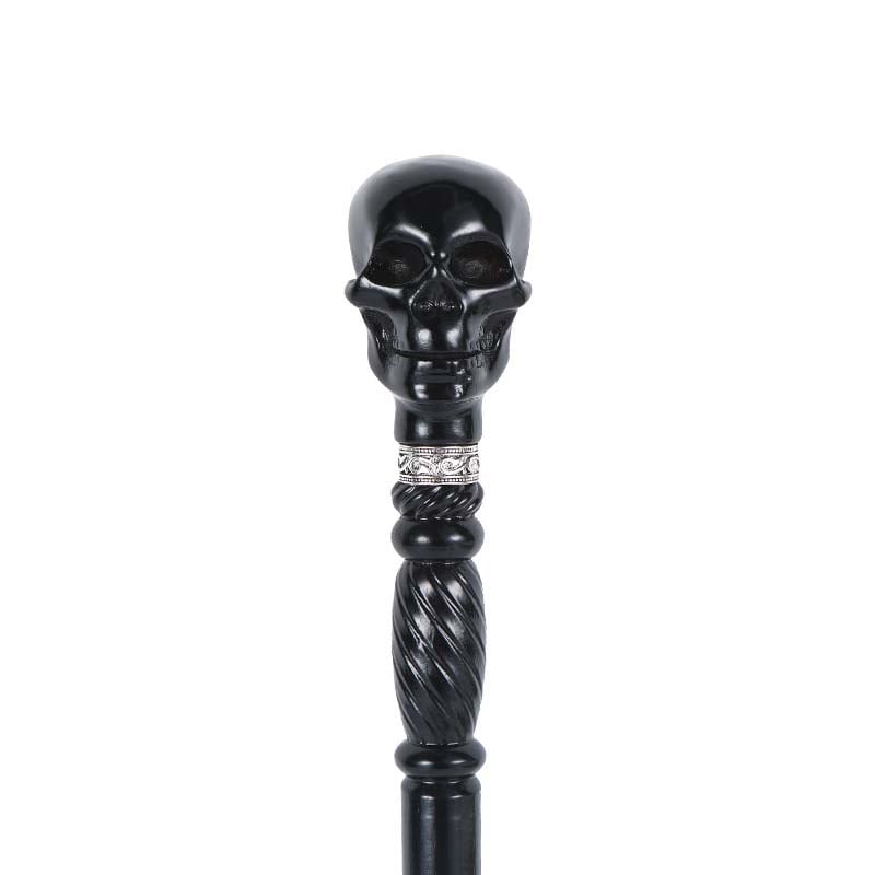💀Black Devil Skull Wooden Walking Cane