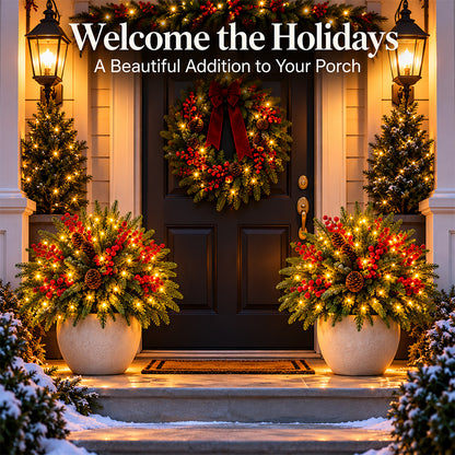 🔥2026 Christmas Sale 50% OFF | Pre-Lit Christmas Evergreen Arrangement