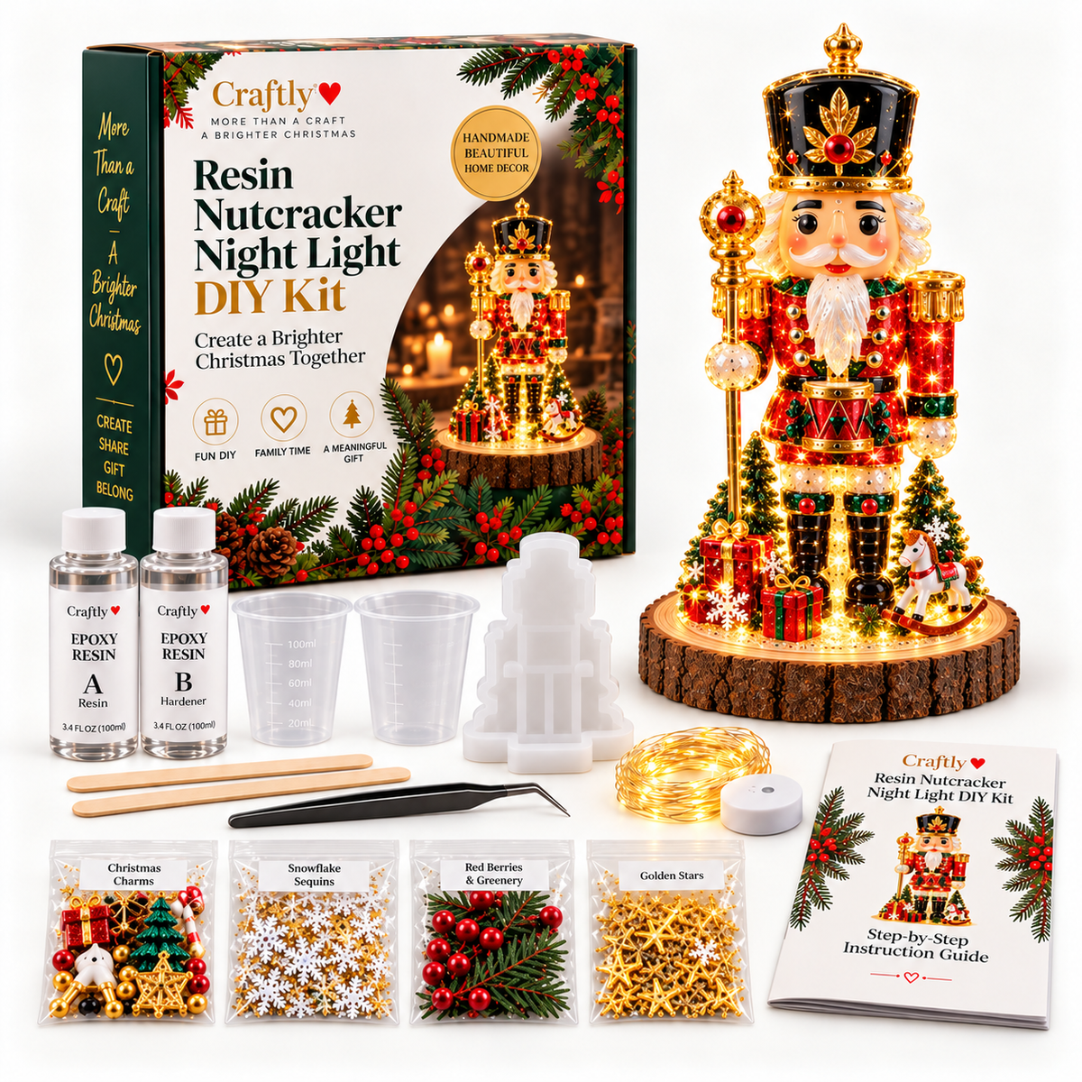 Christmas Resin Night Light DIY Kit – Handmade Glowing Holiday Keepsake