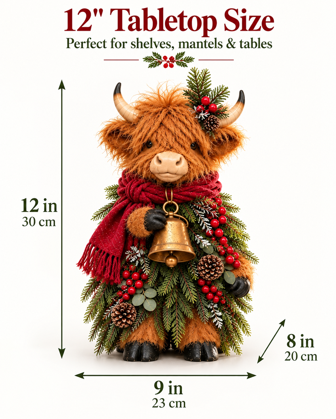 Christmas Highland Cow with Bell