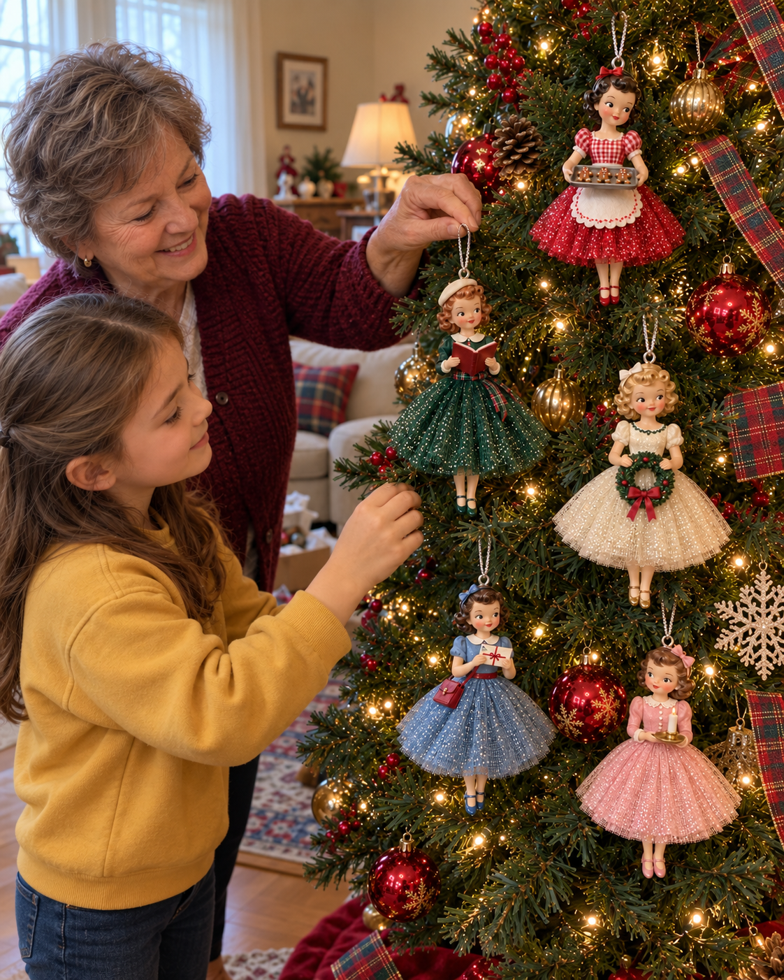 Vintage Christmas Lady Ornaments – 1950s-Inspired Keepsake Collection🎄