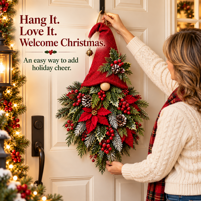 🎄 Jolly Christmas Gnome | Evergreen Holiday Door Hanger