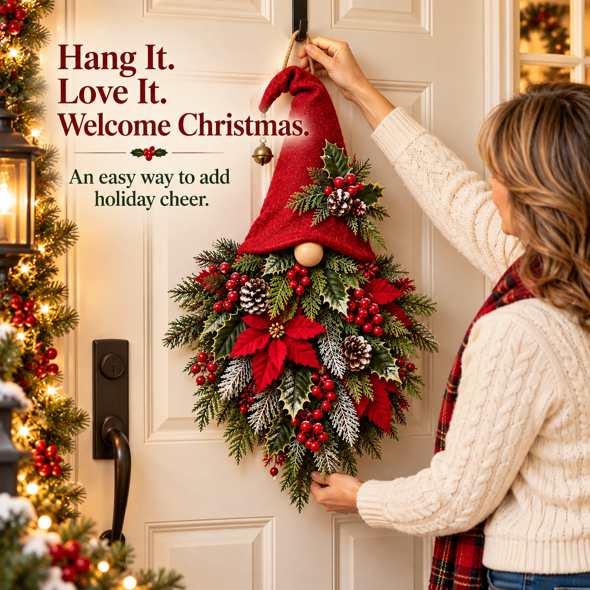 🎄🧙‍♂️ Christmas Evergreen Gnome Door Hanger