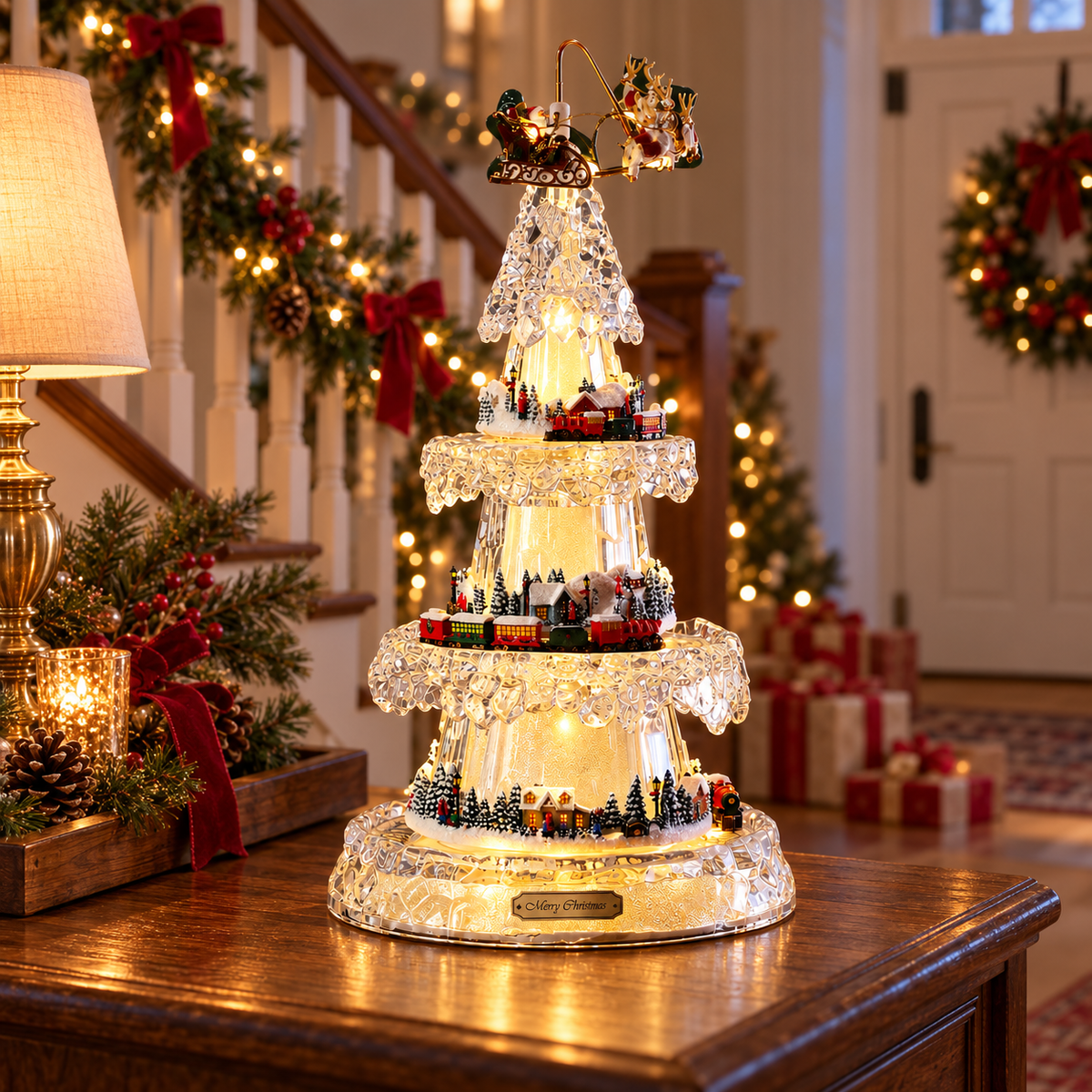 🎶Gold Three-Tier Christmas Village