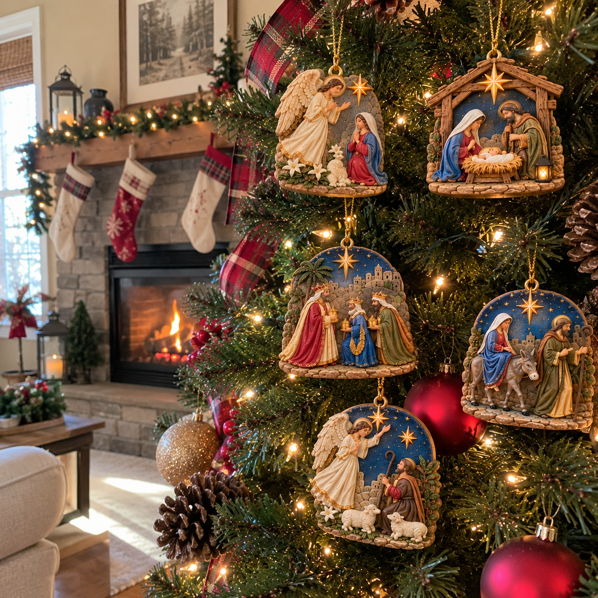 The Nativity Story – 5-Piece Jesus Birth Christmas Ornaments
