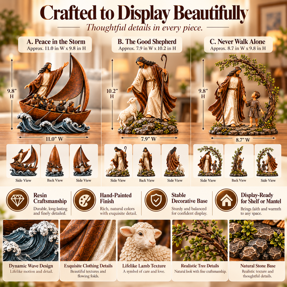 Through Every Storm, Never Alone – Jesus Story Sculpture Collection