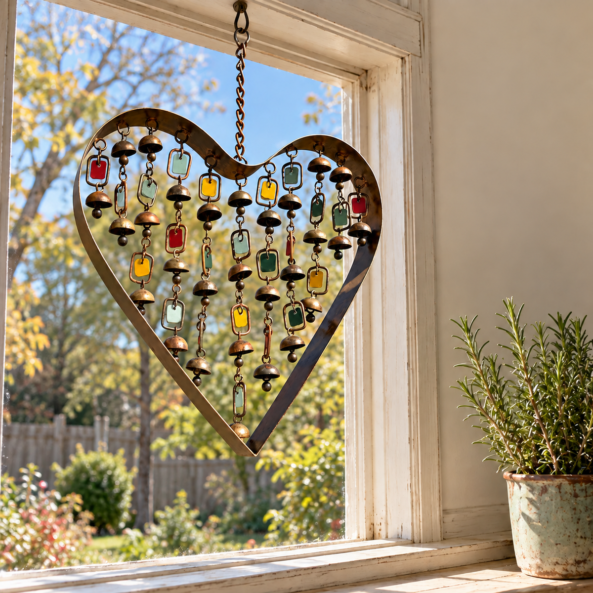 🎐 Heart Wind Chime – Handcrafted Metal Garden Ornament