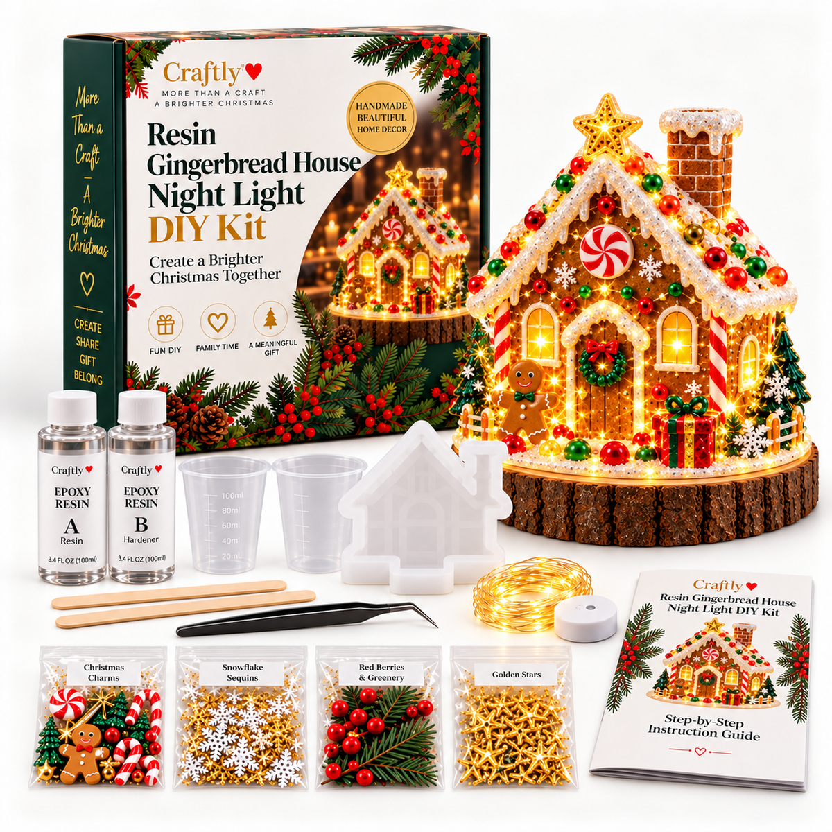 Christmas Resin Night Light DIY Kit – Handmade Glowing Holiday Keepsake