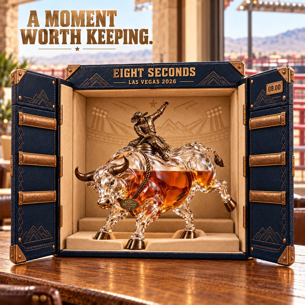 🤠 Eight Seconds Bull Rider Whiskey Decanter — Las Vegas 2026 Limited Custom Edition