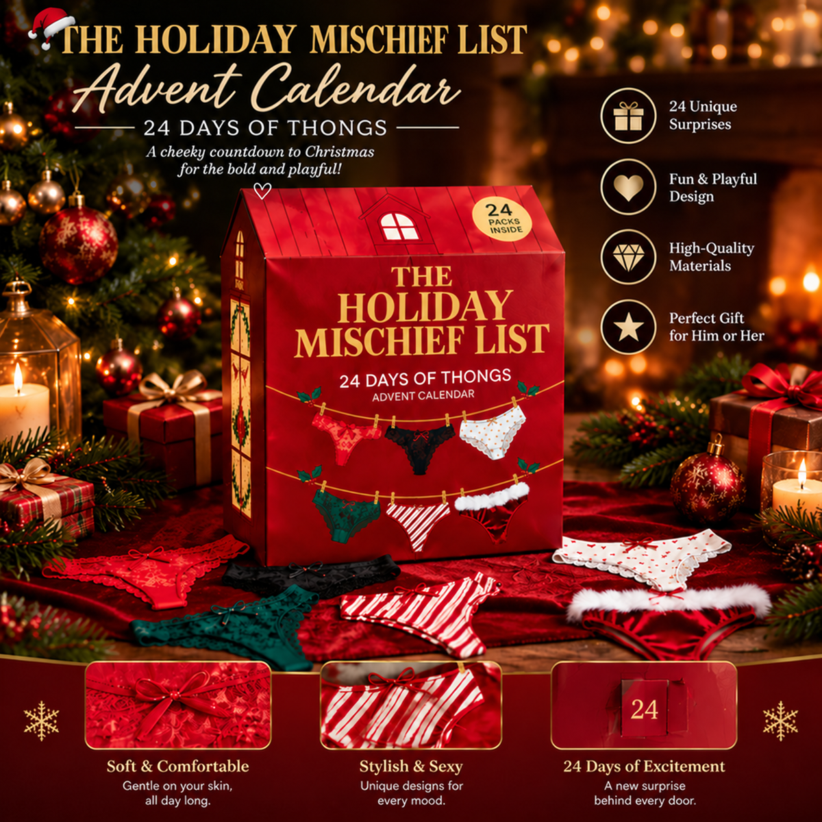 🎁 24 Days of Temptation™ – Thong Advent Countdown Gift Box | A Playful Surprise for Every Day 🔥