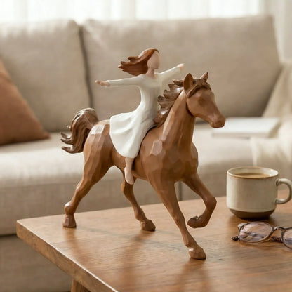 🤎 Forever Free: A Girl and Her Horse Resin Figurine 🐴