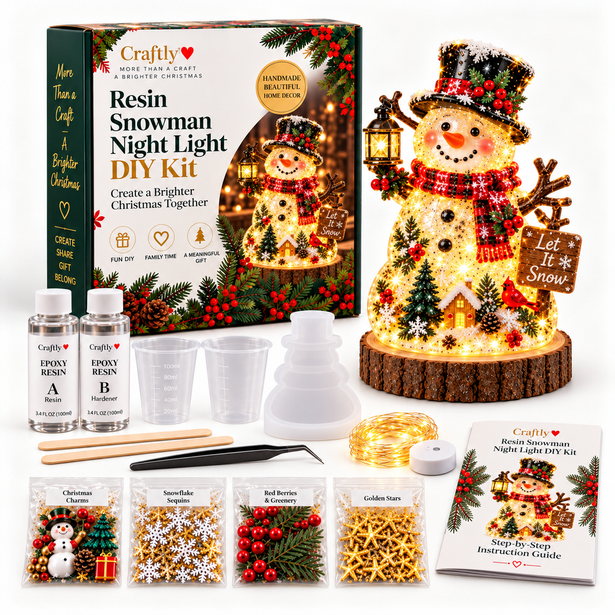 Christmas Resin Night Light DIY Kit – Handmade Glowing Holiday Keepsake