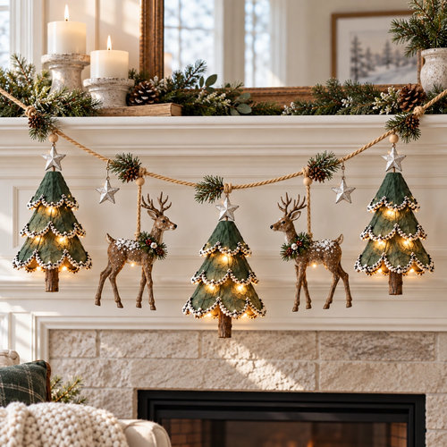 🎄Lighted Woodland Christmas Garland