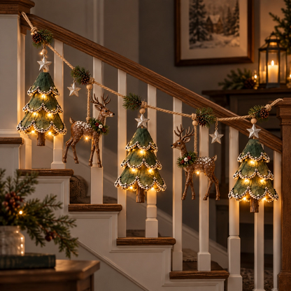 🎄Lighted Woodland Christmas Garland