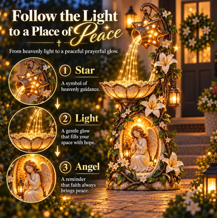 🔥 Last Day 49% OFF👼✨ Angel Starlight Garden Fountain™ – Faith-Inspired Lighted Outdoor Decor