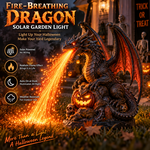 🐉 Inferno Dragon™ Fire-Breathing Solar Garden Light – Glowing Halloween Dragon Statue for Outdoor Yard & Porch Decor