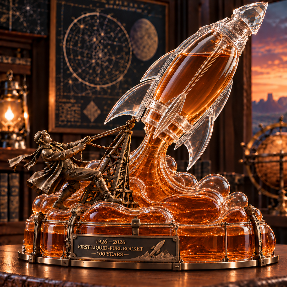 🚀 First Flame Legacy™ – 1926–2026 Rocket Centennial Whiskey Decanter with Collector’s Box 🥃