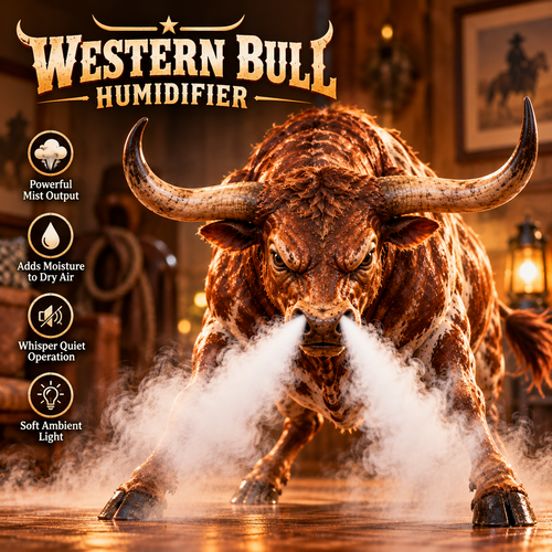 🤠🐂 Longhorn Fury™ – Mist-Breathing Bull Humidifier & Western Decor 🌵