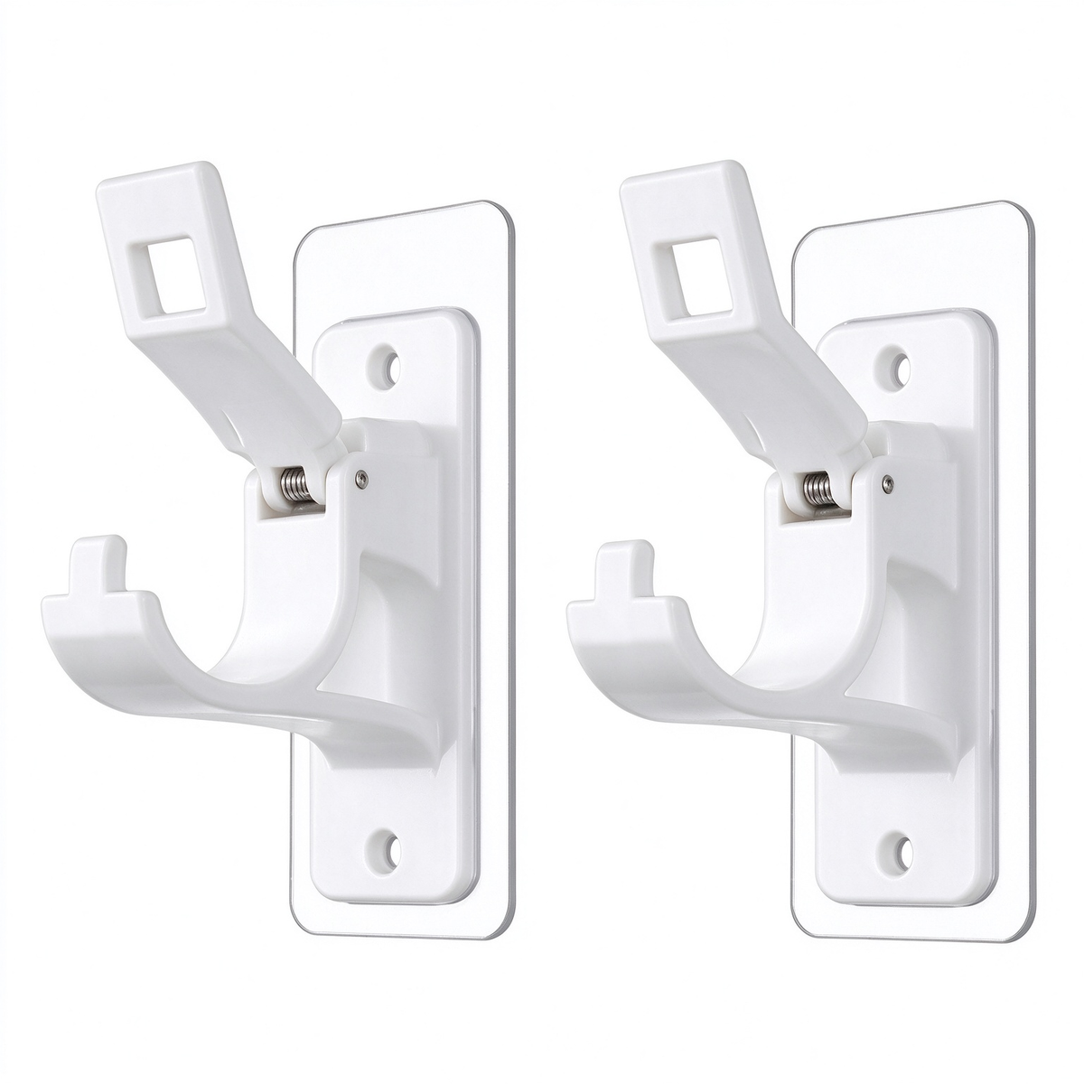 🏠2-Pack No-Drill Curtain Rod Brackets, Self-Adhesive Multifunctional Acrylic Gel Rod Holder Hooks