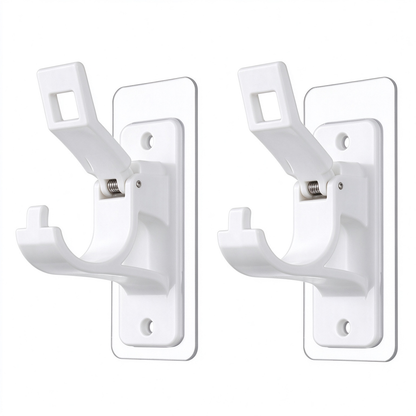 🏠2-Pack No-Drill Curtain Rod Brackets, Self-Adhesive Multifunctional Acrylic Gel Rod Holder Hooks