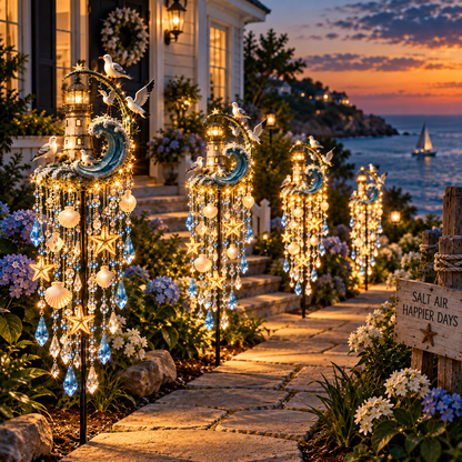 🌊 Lighthouse Tide Glow™ – Solar Lighthouse Garden Stake Light with Crystal Tassels