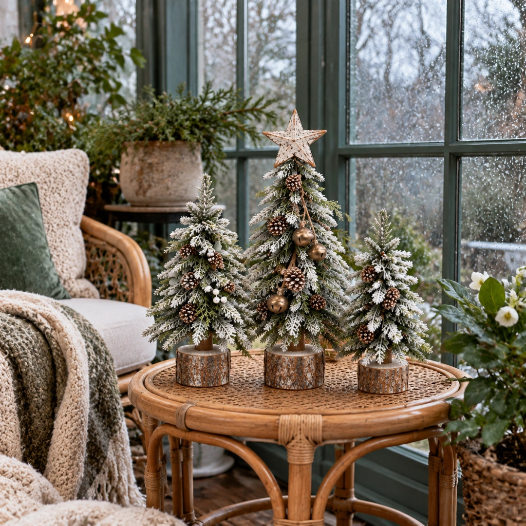 3-Piece Snowy Mini Christmas Tree Tabletop Decorations