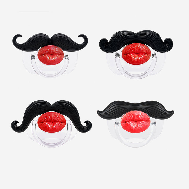 Funny Baby Mustache & Red Lips Pacifier