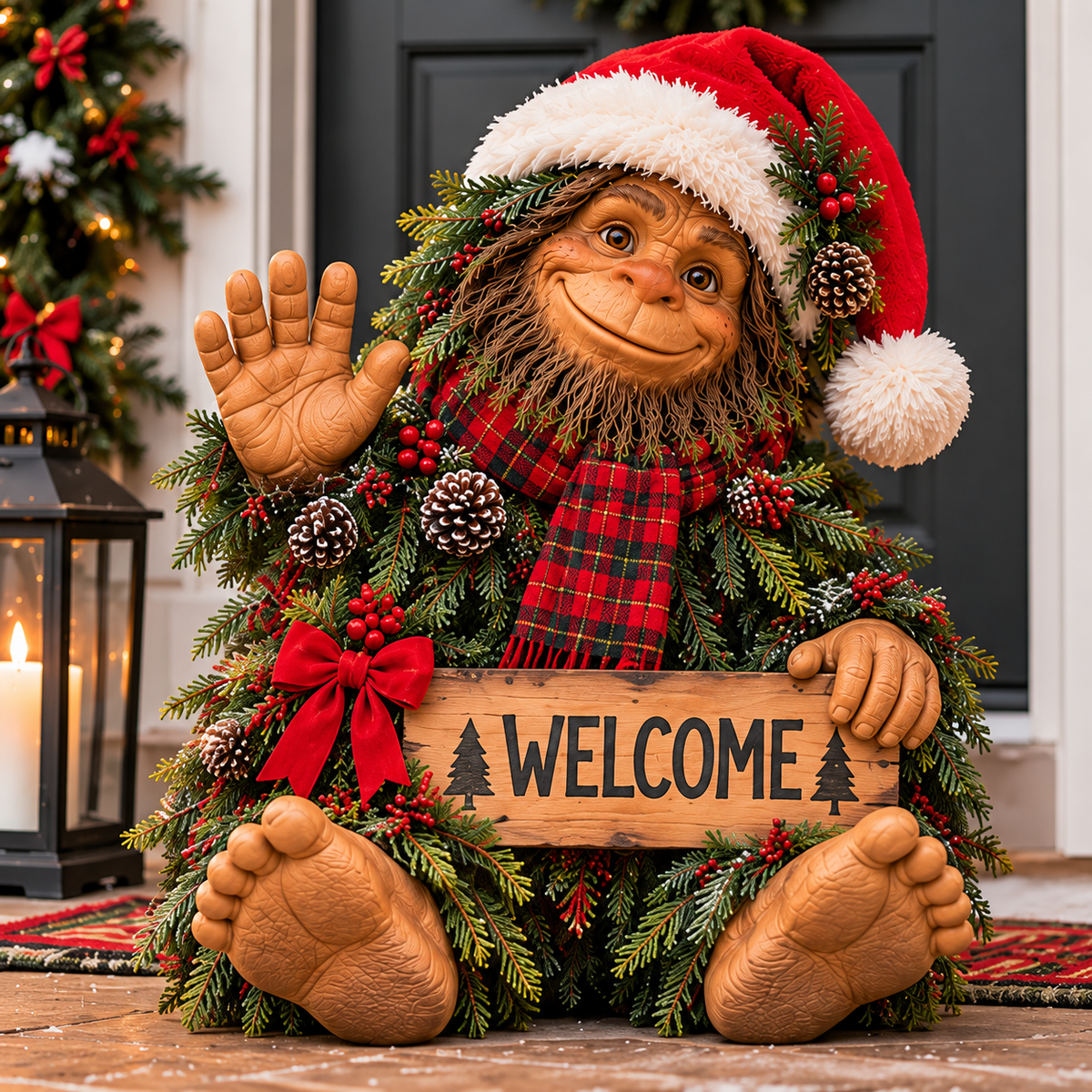 Christmas Bigfoot Welcome Decor