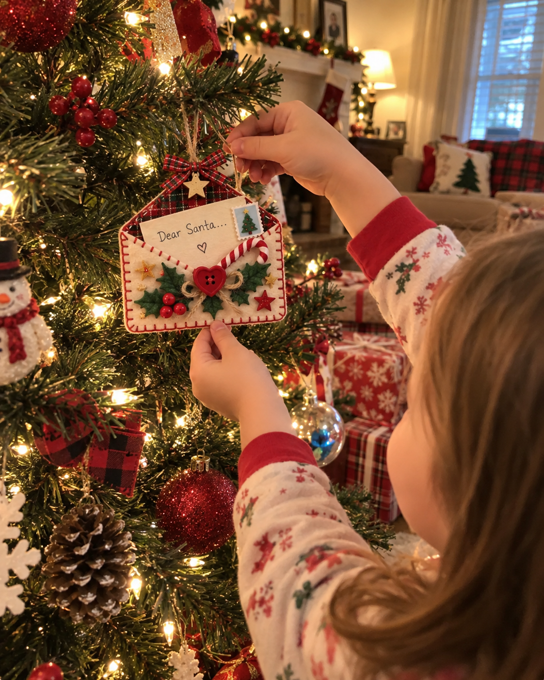 🎁Letters to Santa – Keepsake Christmas Tree Envelope Ornament with 5 Writable Wish Cards