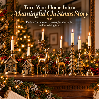 Vintage Christmas Candle Holder Set