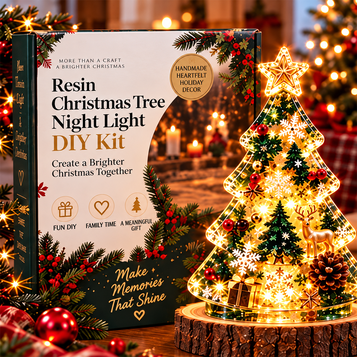 Christmas Resin Night Light DIY Kit – Handmade Glowing Holiday Keepsake