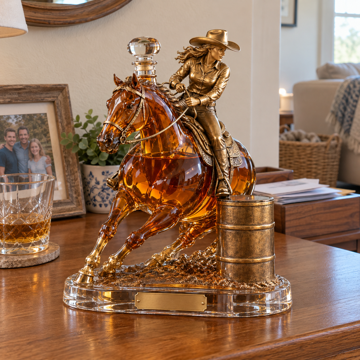 🐎 Western Spirit Cowgirl Barrel Racing Whiskey Decanter 🥃