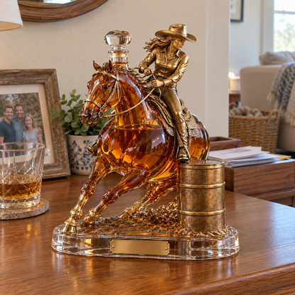 🐎 Western Spirit Cowgirl Barrel Racing Whiskey Decanter 🥃