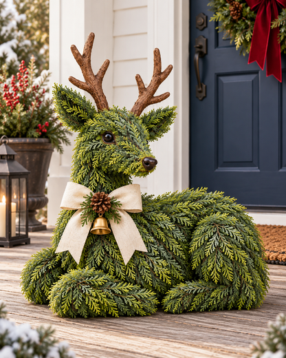 ✨Woodland Welcome Reindeer – Lighted Evergreen Christmas Deer Decor for Front Porch & Home