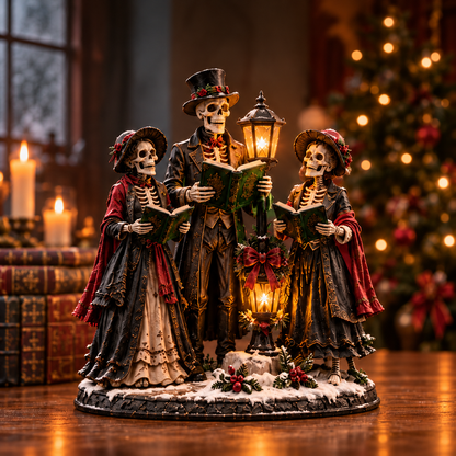 🎄💀 Midnight Carol Gothic Christmas Figurines – 5 Lighted Spooky Holiday Display Styles 👻🕯️