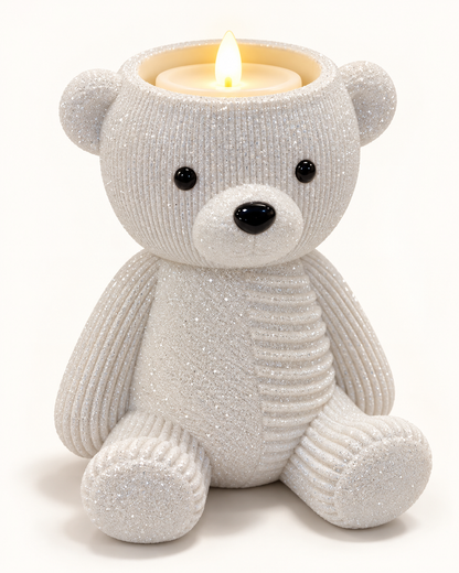 Cozy Polar Bear Candle Holder – Sparkling Winter Home Decor & Christmas Gift