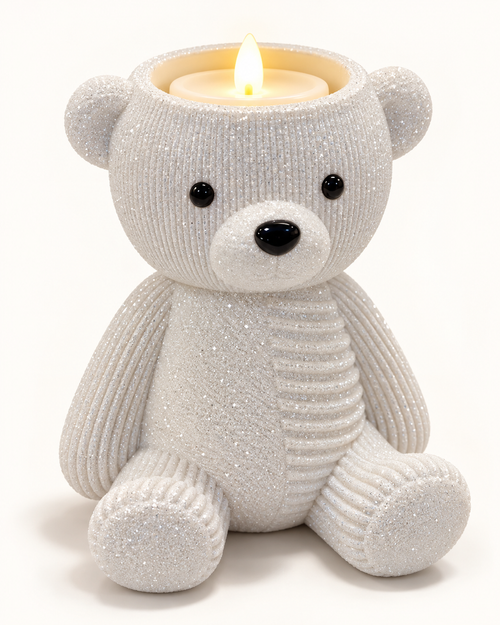 Cozy Polar Bear Candle Holder – Sparkling Winter Home Decor & Christmas Gift