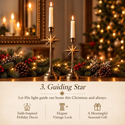 Vintage Christmas Candle Holder Set