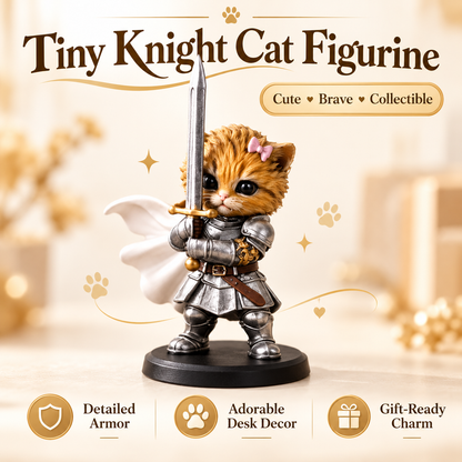 Knight Cat Figurine – Adorable Knight Kitten Warrior Collectible