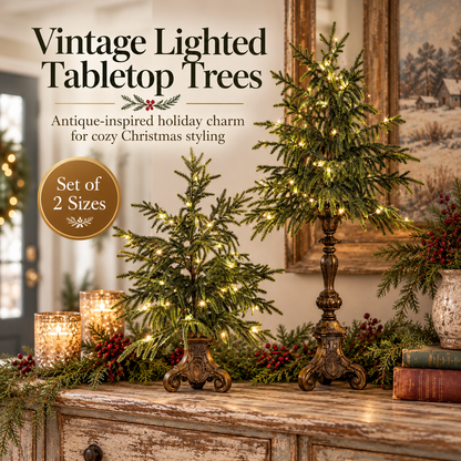 Vintage Lighted Tabletop Christmas Trees
