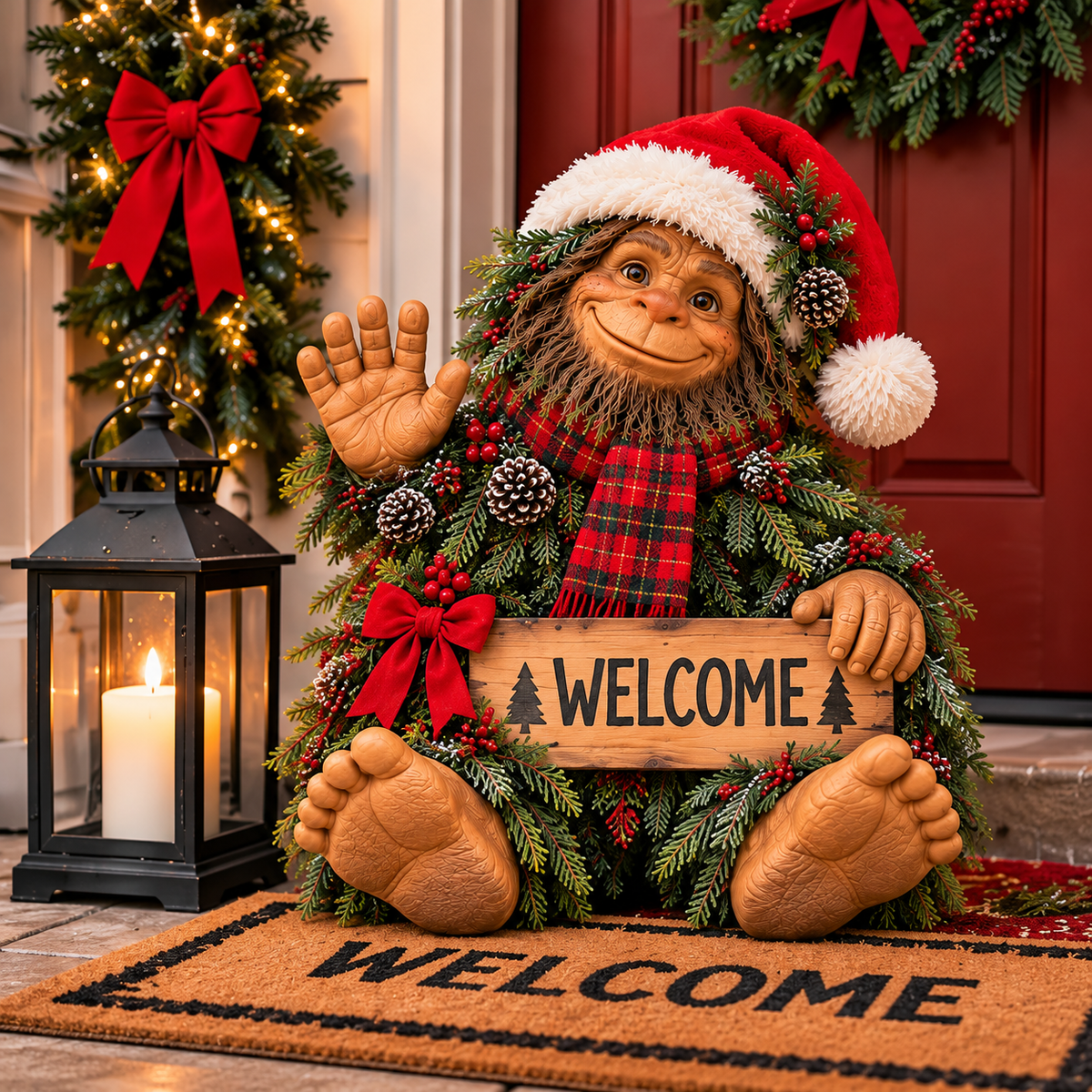 Christmas Bigfoot Welcome Decor
