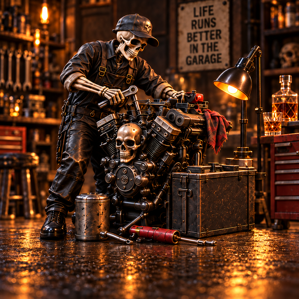 💀🔥 Bad to the Bone – 6 Dark Humor Skeleton Collectibles for Men, Man Cave Decor & Unique Gifts 🎁