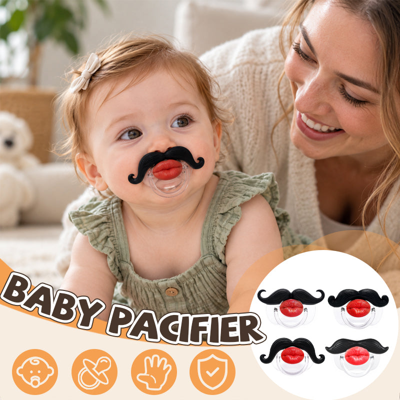 Funny Baby Mustache & Red Lips Pacifier