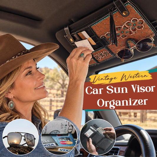 Vintage Western Floral Car Sun Visor Organizer – Vintage Style Storage Pouch